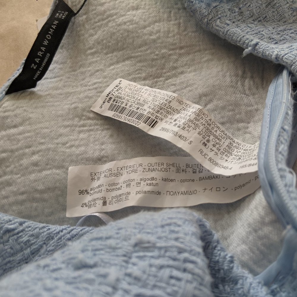 Zara blue crop top. Ruffles fringe side zip - Picture 11 of 13